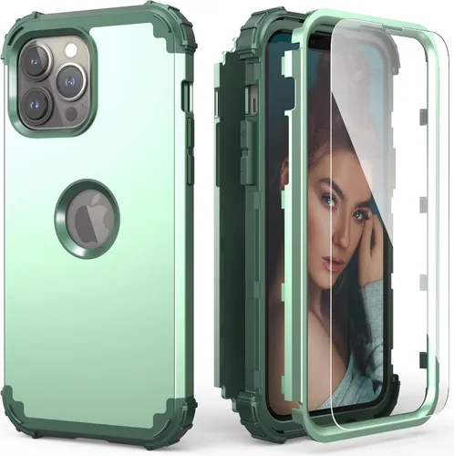 Vista 14 de IDweel Funda para iPhone 13 Pro Max con protector de pantalla (vidrio templado), funda para iPhone 13 Pro Max, protección resistente, híbrida 3