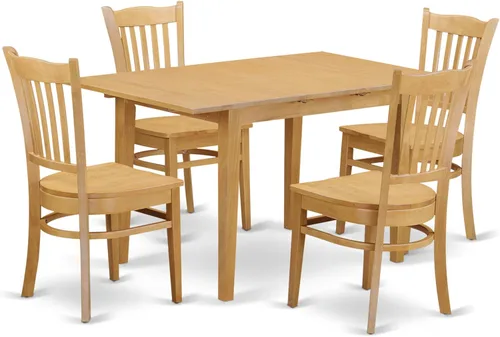 Vista 14 de East West Furniture NOGR3-BLK-W - Juego de mesa de comedor de 3 piezas para espacios pequeños que contiene una mesa de comedor rectangular con hoja