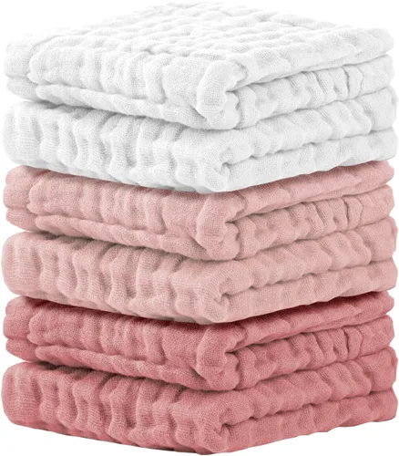 Vista 19 de Cuddle Campus Paquete de 6 paños de muselina para bebé, paños para eructos Set 3