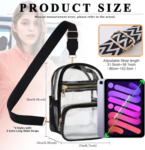 Vista 7 de Clear Bag Stadium Approved Events Concerts Sports Outdoors Water Bottle Holder,Clear Purse for Women Men Handbags