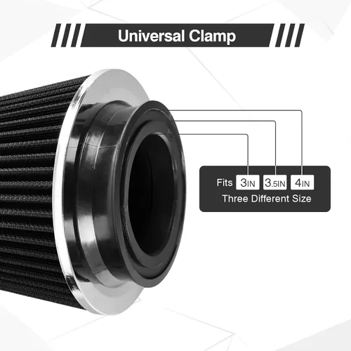 Vista 3 de Filtro de Admisión de Aire Universal con Abrazadera se ajusta a 3 Pulgadas/3.5 Pulgadas/4 Pulgadas Tres Tamaños Diferentes, Filtro de Admisión