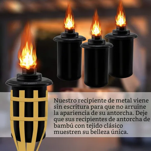 Vista 7 de Recipientes de repuesto para antorchas, linternas recargables de bambú para linterna, repuesto para patio, terraza, jardín, fiesta, paisaje