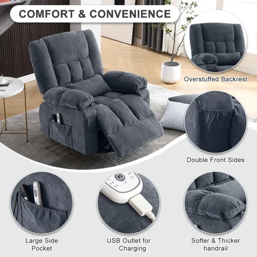 Vista 5 de MAHOMICO Silla reclinable eléctrica para personas mayores con funciones de masaje por vibración y calefacción, sofá reclinable eléctrico individual