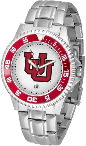 Vista 37 de SunTime Reloj de cuarzo de 1.575 in para hombre, correa de acero inoxidable de 0.787 in, esfera Gameday