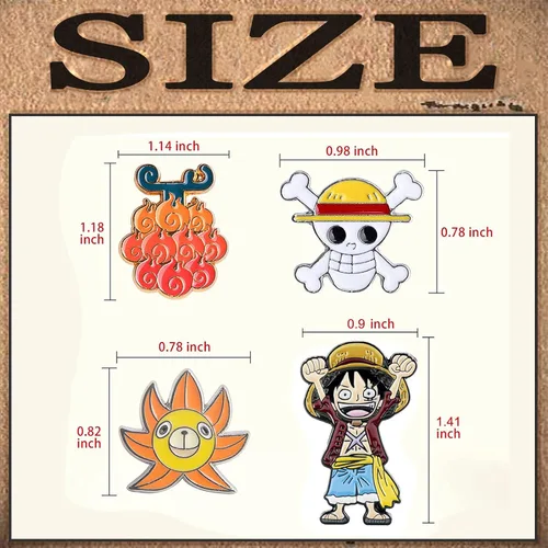 Vista 2 de Luffy Zoro - Broche de personajes de dibujos animados de anime 4 unidades broche de anime para cosplay sombrero de paja alfileres esmaltados