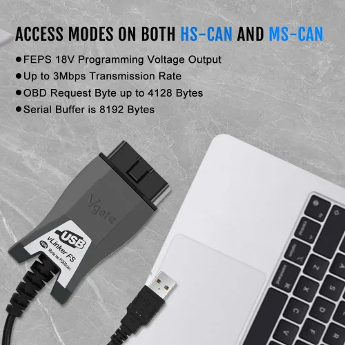 Vista 5 de Vgate vLinker FS USB OBD2 a USB Herramienta de diagnóstico de coche lector de código para FORScan OBD2 adaptador