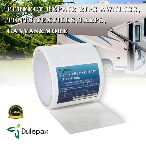 Vista 3 de Dulepax - Cinta de reparación de tela ultra fuerte, 16.4 pies x 2.95 pulgadas, ideal para cubiertas de barco, tiendas de campaña, toldos, cubiertas