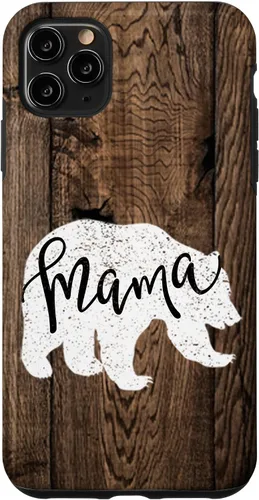 Vista 13 de Woodgrain Rustic Farmhouse Shiplap Brown Wooden Mama Bear Case for iPhone 17