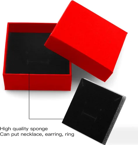 Vista 6 de Caja de regalo para collar y aretes, caja de regalo, 12 cajas de regalo cuadradas de cartón para joyas, caja de regalo de papel de cartón relleno