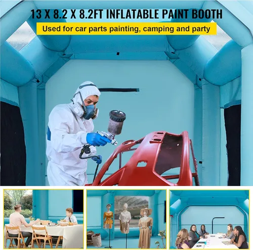 Vista 2 de VEVOR Cabina de Pintura Inflable Portátil, Cabina de Pulverización Inflable de 13 x 8 x 8 pies, Carpa de Pintura para Automóvil con Sistema