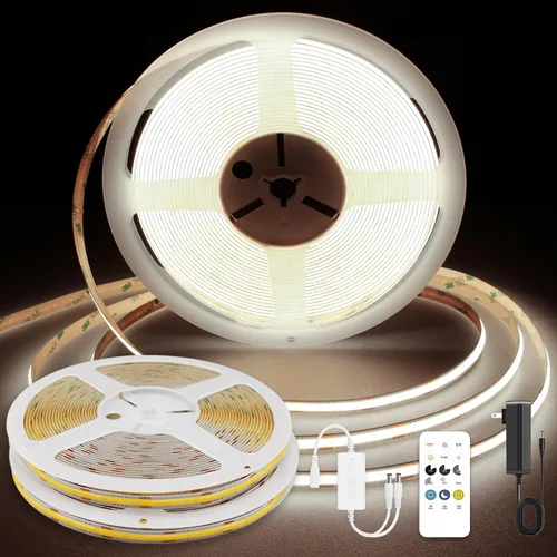 Vista 26 de Tira LED COB, tira de luz LED COB blanca cálida de 16.4 pies, tira de luz LED regulable de 2700 K, CRI92+, 0.315 in de ancho, cinta LED flexible