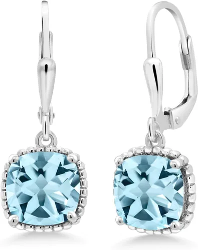 Vista 27 de Gem Stone King Aretes colgantes de plata de ley 925 de 0.315 pulgadas para mujer