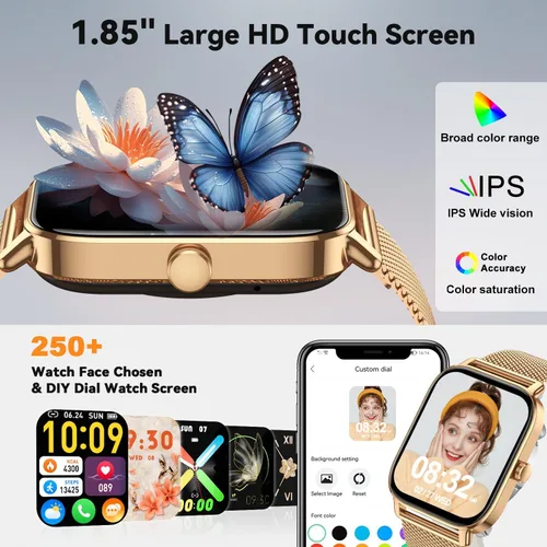 Vista 6 de Smart Watch for Women Android/iPhone: Fitness Tracker Smart Watches Rose Gold IP68 Waterproof Bluetooth Calls Answer&Make 1.85" Smartwatch Activity