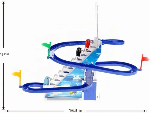 Vista 7 de PowerTRC Juego de deslizamiento de pingüino de 13 pulgadas, Jolly Penguin Race Escalera Escalera de pista deslizante para niños pequeños