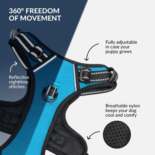 Vista 3 de CollarDirect Arnés reflectante sin tirones para perro, con asa y clip frontal, chaleco acolchado suave ajustable para perros pequeños a grandes