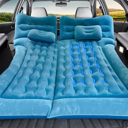 Vista 10 de Colchón de aire de coche para Xpeng P7 2020-2024, asiento trasero inflable engrosado, cama de viaje para campamento, bomba de aire, 2 almohadas, gris