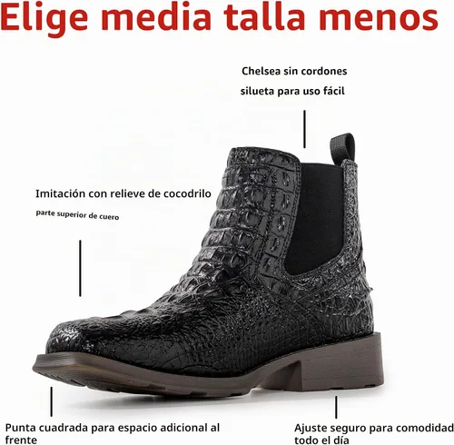 Vista 7 de Botas vaqueras para hombre, botas Chelsea occidentales con punta Negro