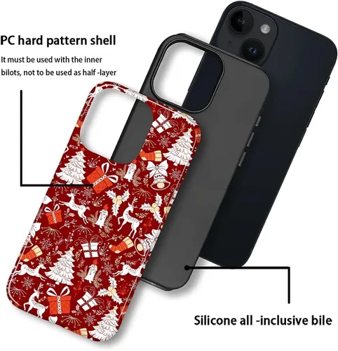 Vista 2 de Funda para iPhone 13 iPhone 14, a prueba de golpes, funda protectora híbrida de 2 capas, doble protección contra caídas, antiarañazos, diseño