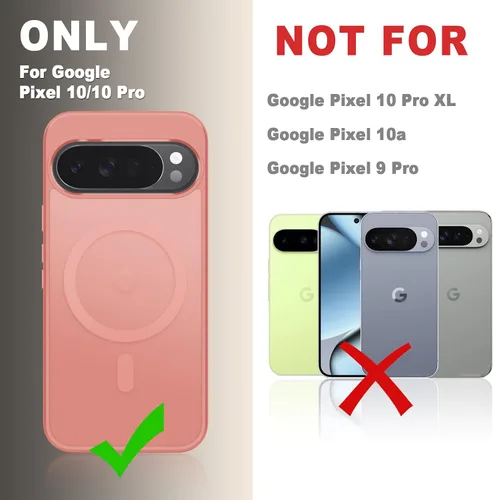 Vista 924 de Funda para Google Pixel 10 Pro XL, cubierta magnética mate, color negro Fit for MagSafe, Screen Protector included, Shockproof Military Grade