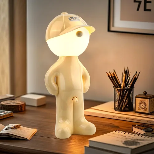 Vista 4 de Lámpara de Mesa Divertida con Interruptor de Palanca, Luz Nocturna Recargable para Mesita de Noche, Regalo Broma de Elefante Blanco con Sentido