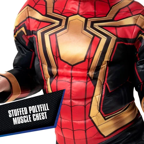 Vista 5 de Marvel Integrated Spider-Man - Disfraz oficial de Halloween para jóvenes, overol acolchado de alta calidad con máscara de tela