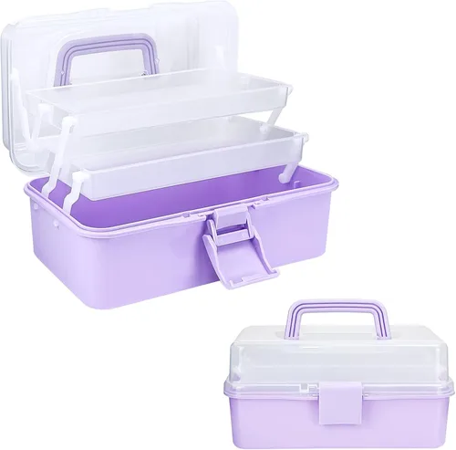 Vista 8 de Organizadores y almacenamiento de cajas de aparejos, organizadores y almacenamiento de manualidades de 10 pulgadas, caja de costura de tres capas