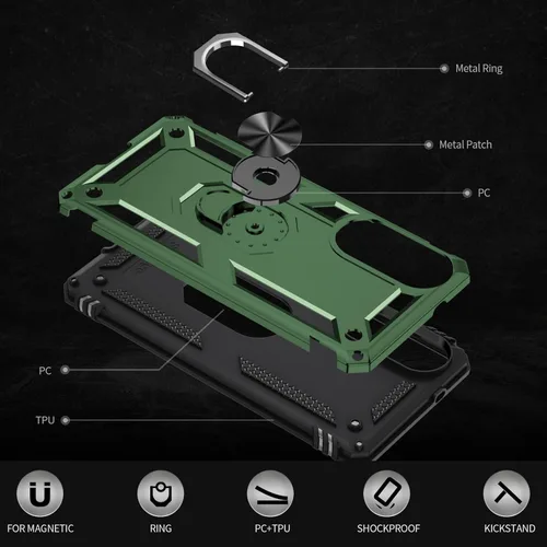 Vista 5 de Funda para Samsung Galaxy S25 Edge: Galaxy S25 Edge con protector de pantalla - Fundas protectoras de grado militar con soporte de anillo de dedo