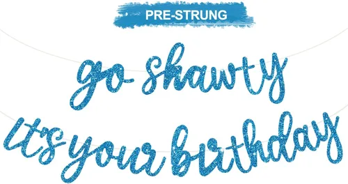 Vista 19 de BEISHIDA Pancarta Black Go Shawty It's Your Birthday de 11.4 pies, SIN BRICOLAJE - Pancarta de Feliz Cumpleaños con Purpurina Tema Hip Hop - Negro
