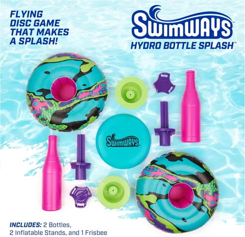Vista 2 de SwimWays Hydro Bottle Splash, juguetes de piscina para niños y adultos, juego de piscina con disco para lanzar, juguetes al aire libre para niños