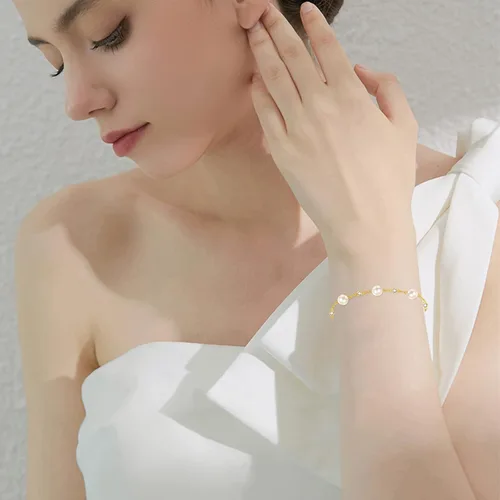 Vista 5 de AENEAS Pearl Bracelet S925 Sterling Silver Pearl Bracelets for Women Pearl Jewelry Gifts for Women Girls with Gift Box