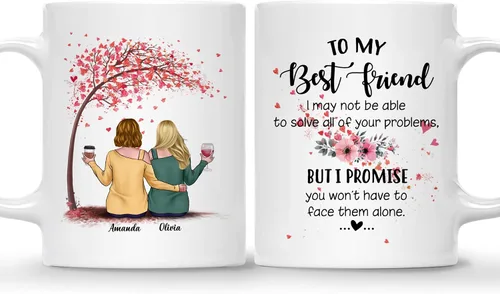 Vista 24 de Gossby - Taza de café personalizada para mujer, 2 unidades, con nombres personalizados Taza personalizada para dos mujeres, taza de café