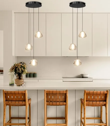 Vista 7 de Lámpara colgante moderna de cristal para isla de cocina, comedor, dormitorio, pasillo, color negro