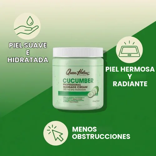 Vista 2 de Queen Helene Crema de masaje profesional, pepino, 15 onzas (el embalaje puede variar)