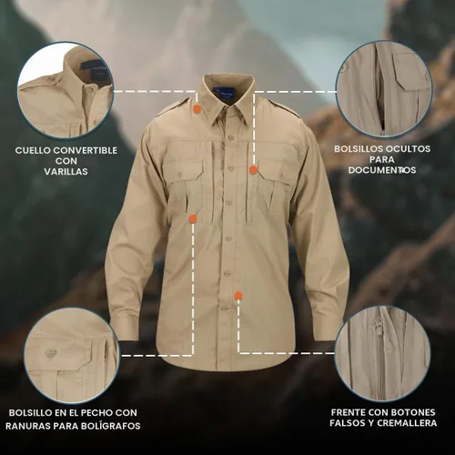 Vista 4 de Propper Men's Long Sleeve Tactical Shirt Caqui