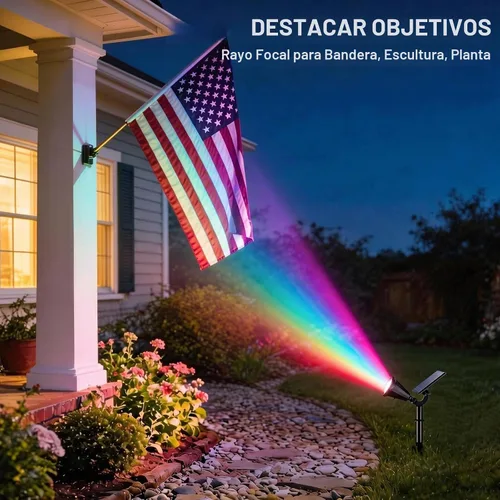 Vista 2 de WELALO Solar Lights Outdoor Waterproof Flag Spotlights 10 Pack (Colored)