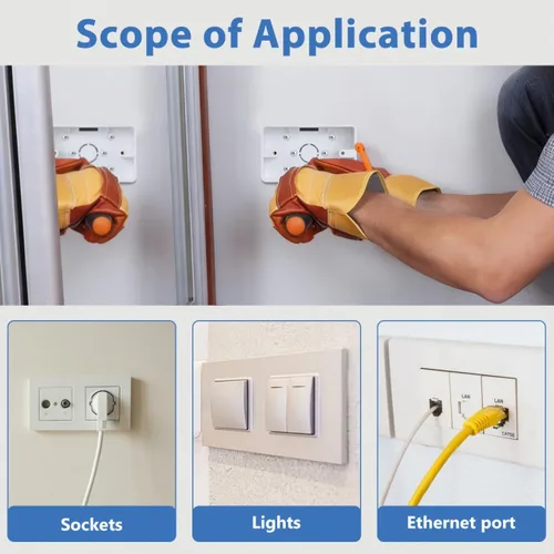 Vista 2 de Baluue Caja de salida de montaje en superficie, caja eléctrica ABS de una sola banda para interruptor de superficie de pared y receptáculo, extensor