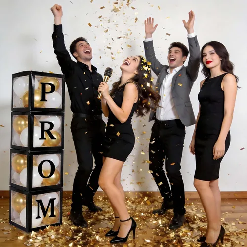 Vista 5 de Ledido - Cajas de globos transparentes con 60 letras y números para nombre personalizado 4 PCS Black Clear Baby Balloon Boxes Blocks Backdrop for