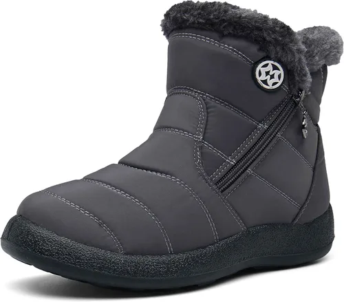 Vista 7 de Hsyooes Botas de nieve para mujer, botas de invierno impermeables Beige