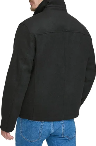 Vista 4 de Dockers Chaqueta de mezcla de lana con parte inferior abierta para hombre con babero acolchado