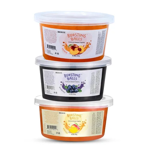Vista 25 de Perlas Boba de fruta de la pasión, bolas de té explosivas, bebida y cobertura de postre, perlas de tapioca de burbujas de maracuyá para té