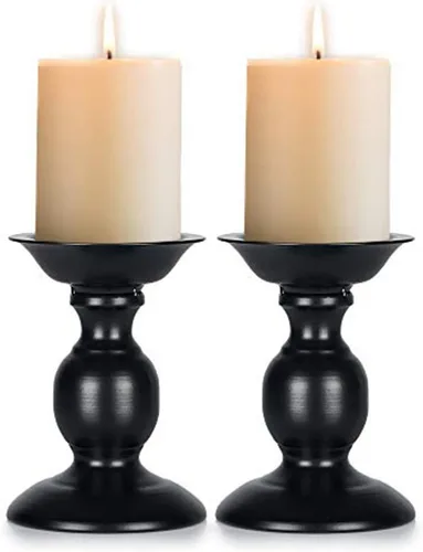 Vista 20 de NUPTIO Pillar Candle Holder Brass: Gold Tall Candles Stand for 3" Pillars Latón