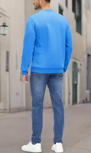 Vista 54 de MAGCOMSEN Sudadera de cuello redondo para hombre de manga larga casual cálida de forro polar