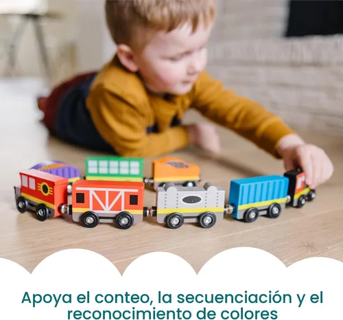 Vista 5 de Melissa & Doug – Tren de madera, vagones de tren