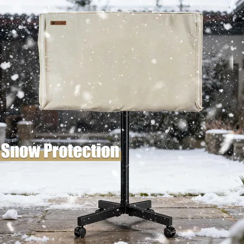 Vista 4 de IC ICLOVER Funda para soporte de TV móvil de 30 a 32 pulgadas, cubierta impermeable para TV al aire libre para soporte rodante, protector de Beige