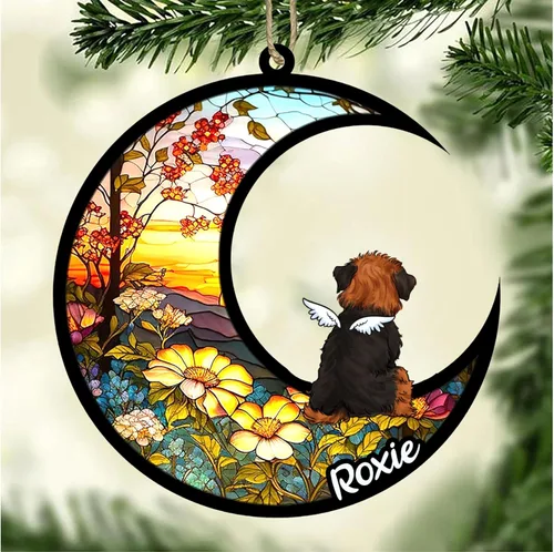 Vista 598 de LOVELYPOD Adorno de Navidad personalizado para perro Basset Hound (marrón) Basset Hound (marrón) adorno para atrapasoles de perro, razas de perros