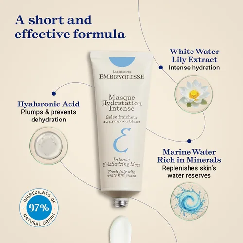 Vista 4 de Embryolisse Mascarilla hidratante intensa Tratamiento ultrahidratante con ácido hialurónico Cuidado diario de la piel que calma, rellena