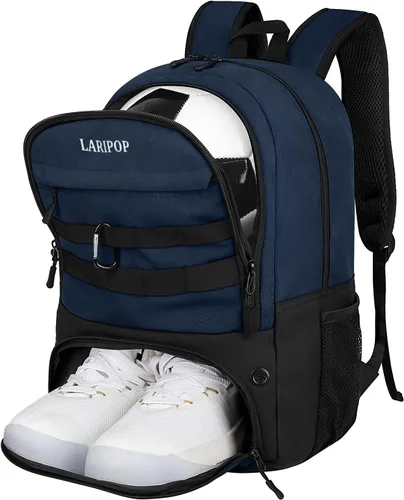Vista 15 de LARIPOP Mochila de Fútbol, Bolsa de Fútbol con Soporte para Balón y Compartimento para Zapatos, Bolsas de Entrenamiento para Equipos Deportivos