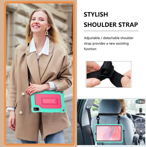 Vista 5 de Funda para tablet Nook Lenovo de 9 pulgadas (2024)/Lenovo Tab M9 TB-310FU 2023 resistente con soporte integrado carcasa protectora rígida con correa