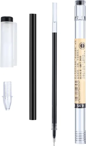 Vista 5 de Chinco 12 bolígrafos de tinta de gel negra de 0.014 in, papelería japonesa, bolígrafo chino extrafino para oficina, escuela, suministros