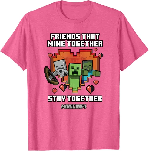 Vista 27 de Minecraft Camiseta de San Valentín Friends That Mine Together Mobs, Negro